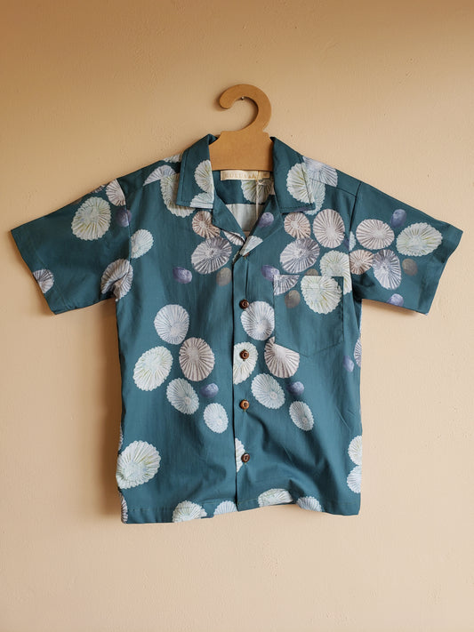 Keiki Aloha Shirt Teal ʻOpihi